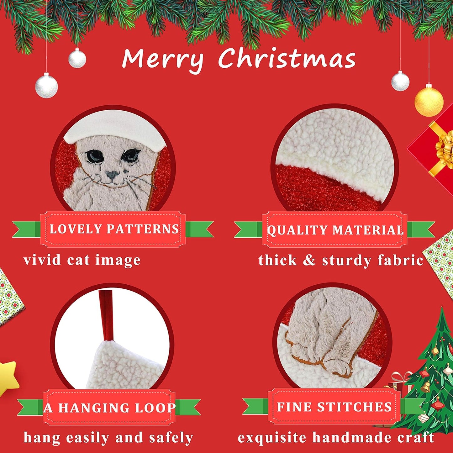 Get Festive with Adorable 20'' Cat Christmas Stockings – Perfect Holiday Gift for Your Furry Friend! 🎄🐾✨