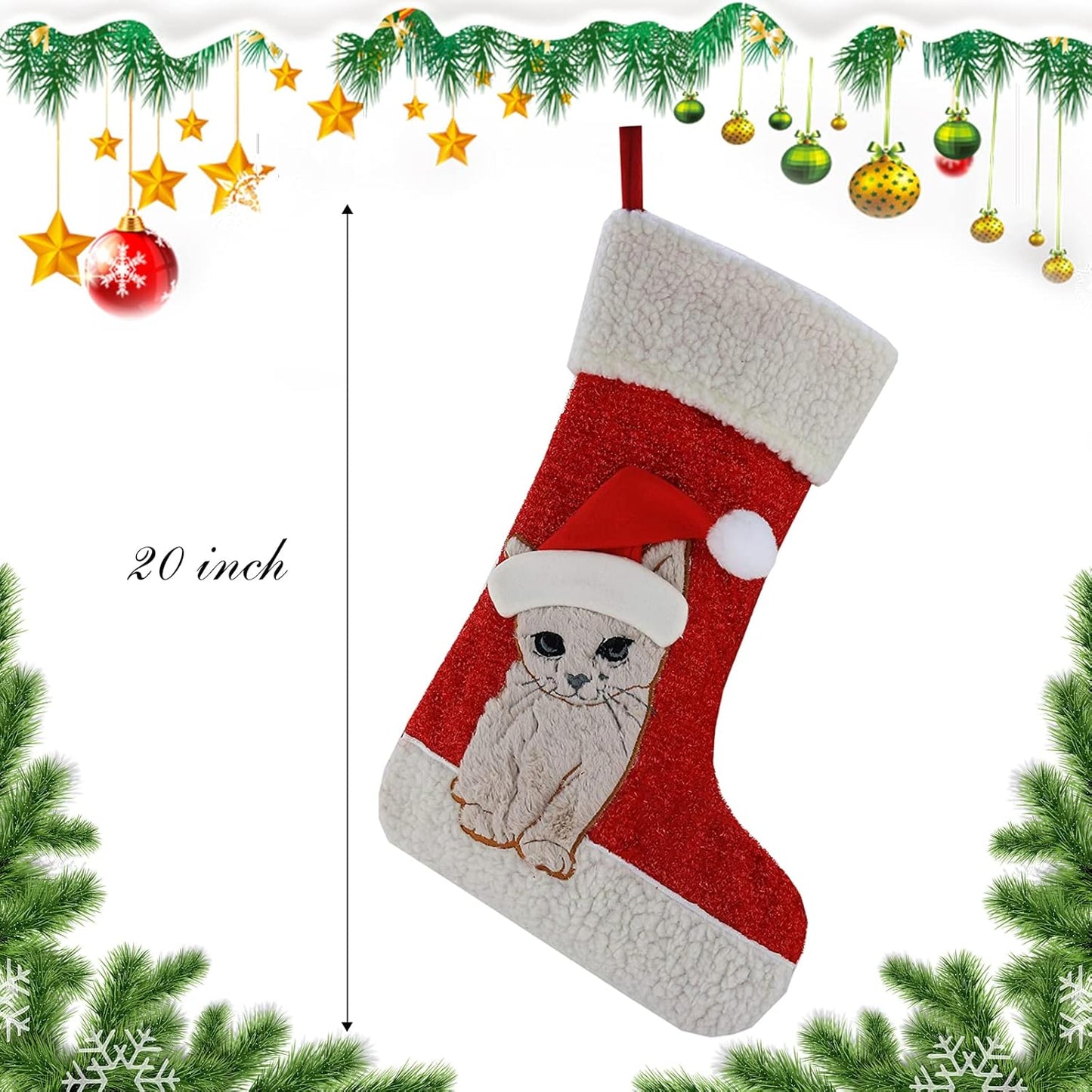 Get Festive with Adorable 20'' Cat Christmas Stockings – Perfect Holiday Gift for Your Furry Friend! 🎄🐾✨