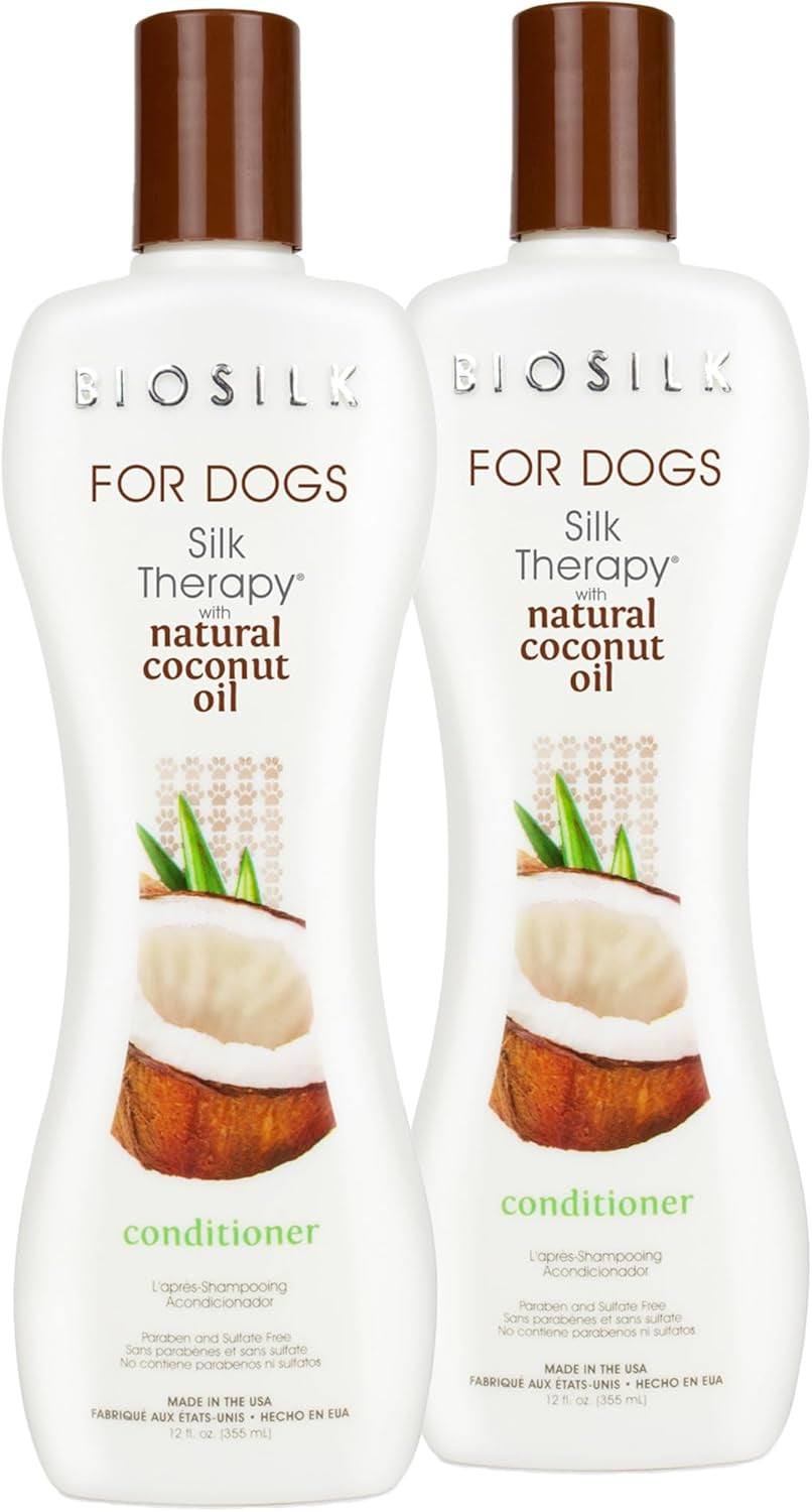 for Dogs Silk Therapy Conditioner with Natural Coconut Oil | Coconut Oil Dog Conditioner from for Dogs | Pet Conditioner for Dogs, 12 Ounces,Beige