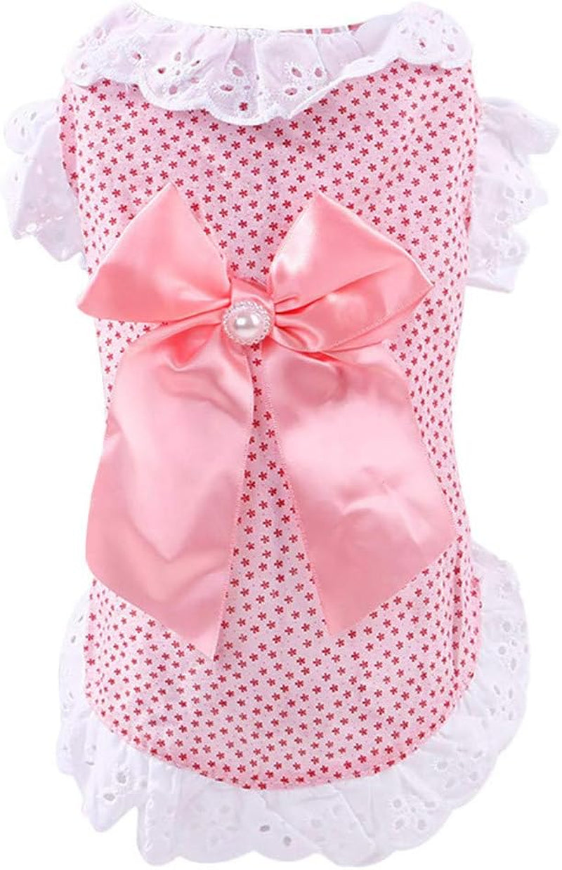 Girl Dog Pet Dress Cute Lace Skirt Dresses for Girl Cat Puppy Doggie Clothing for Party Costumes (XL, Blue)