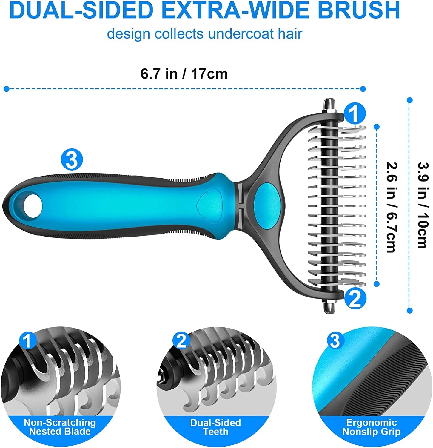 Say goodbye to shedding! 🐾✨ Get your pup's coat looking fabulous with our Undercoat Rake & Grooming Brush Set! 🐶❤️ #DogGrooming #Deshedding