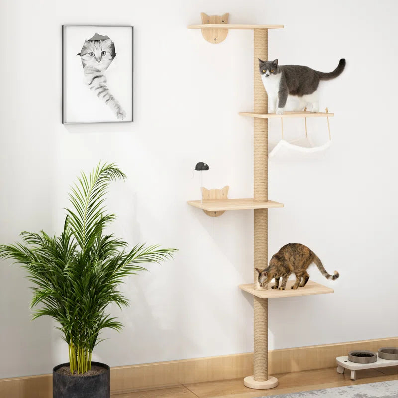 Elevate Your Cat's Playtime with Our 6-Piece Wall-Mounted Climbing Tree! 🐾🌟