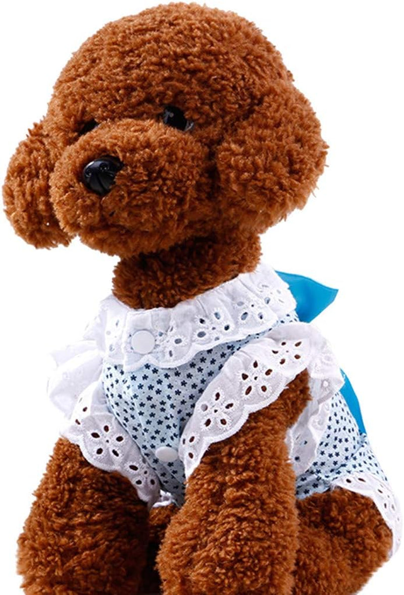 Girl Dog Pet Dress Cute Lace Skirt Dresses for Girl Cat Puppy Doggie Clothing for Party Costumes (XL, Blue)